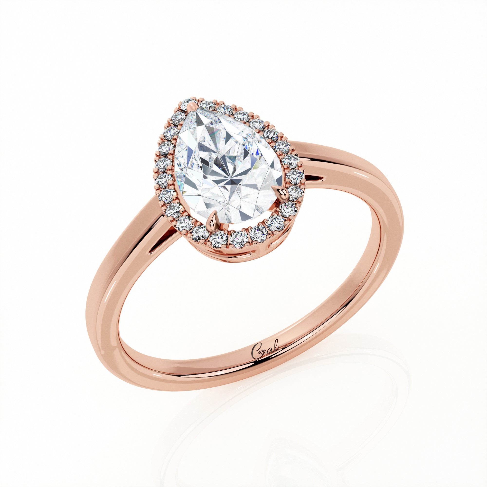 1.00 Carat Pear Shape Halo Engagement Ring