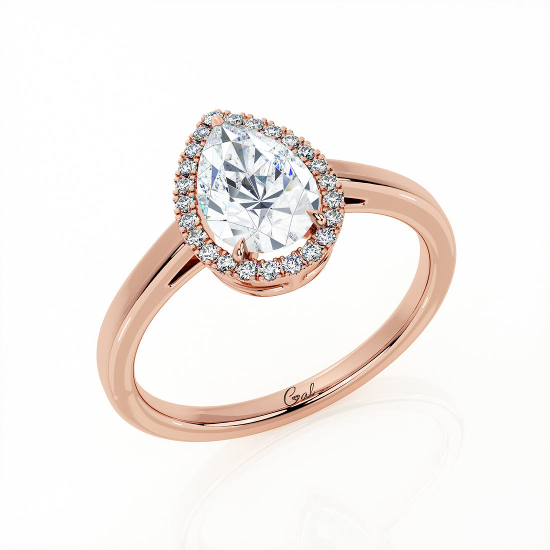 1.00 Carat Pear Shape Halo Engagement Ring