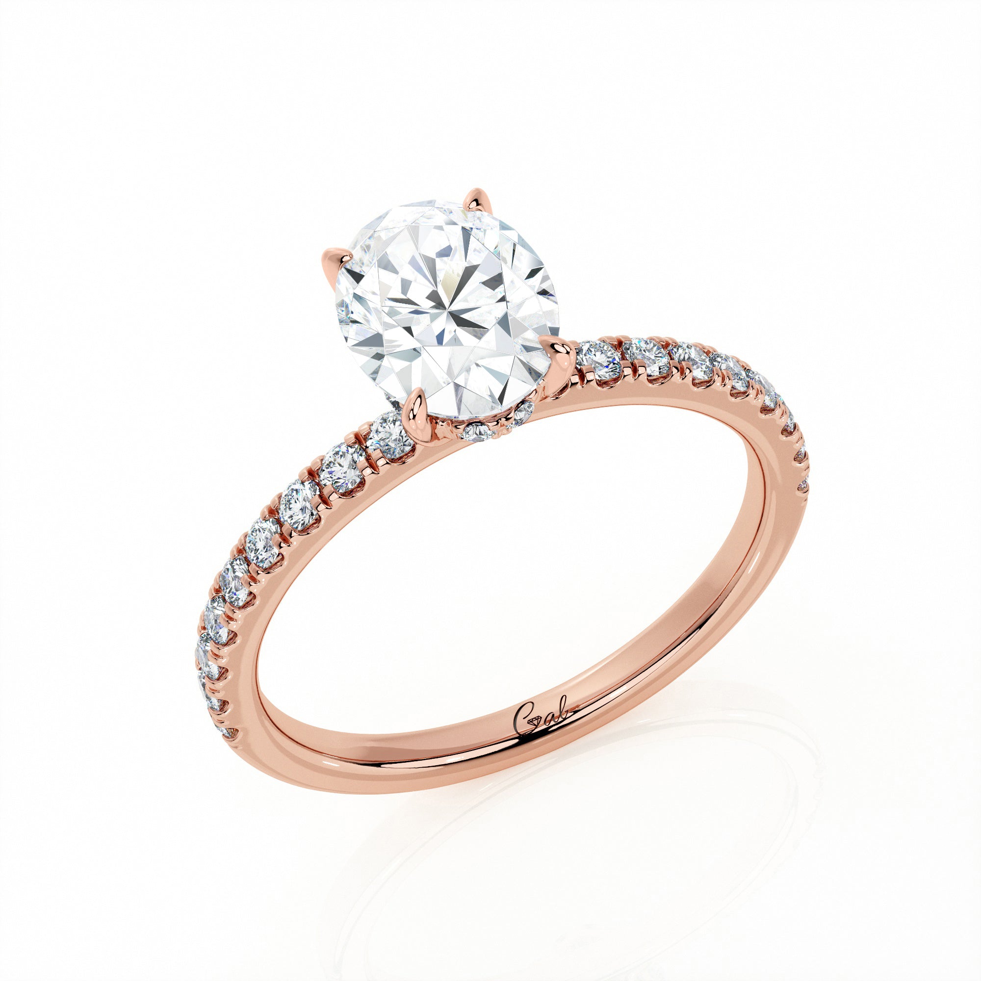 1.00 Carat Oval Shape Micropavé Engagement Ring