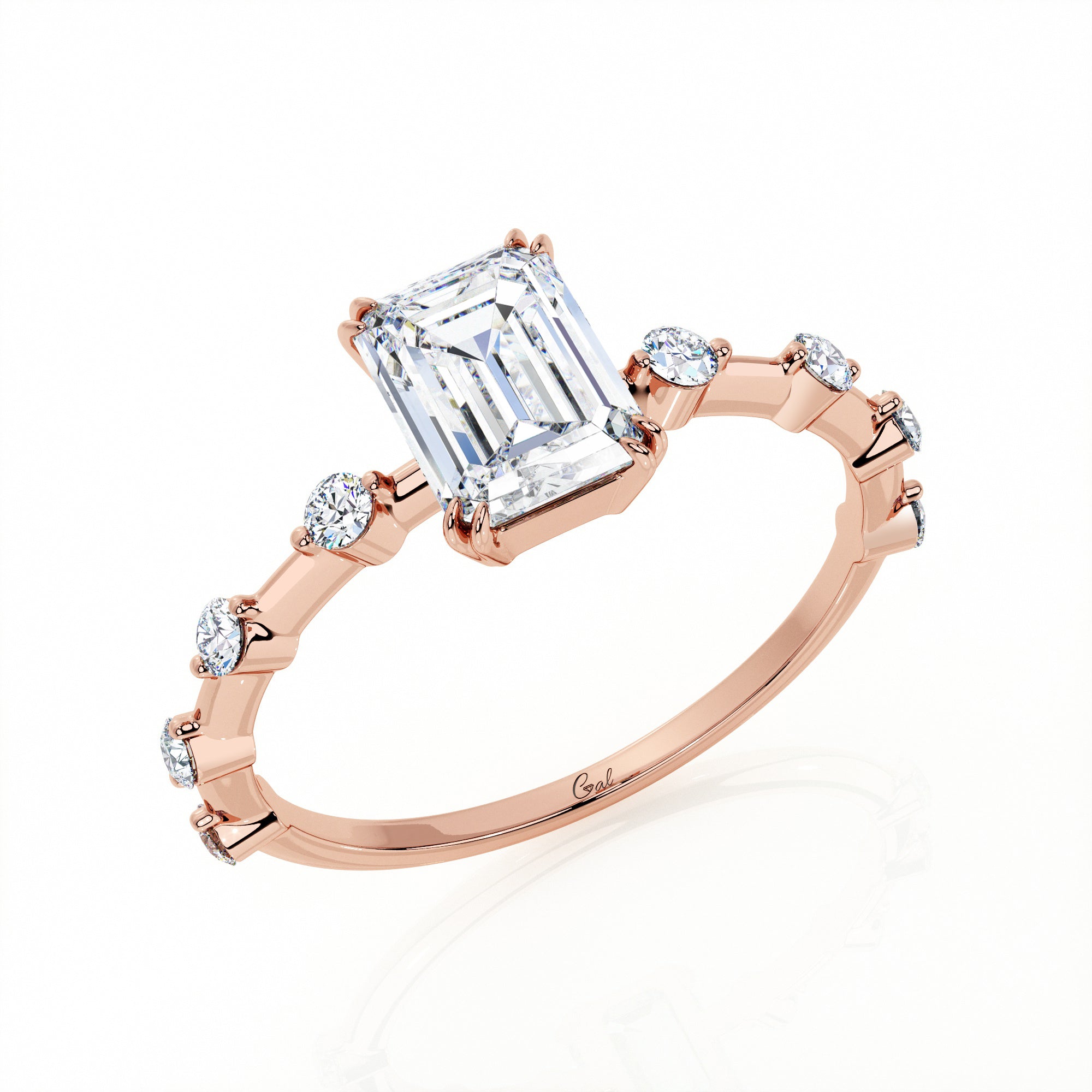 1.00 Carat Emerald Shape With Side Stones Engagement Ring