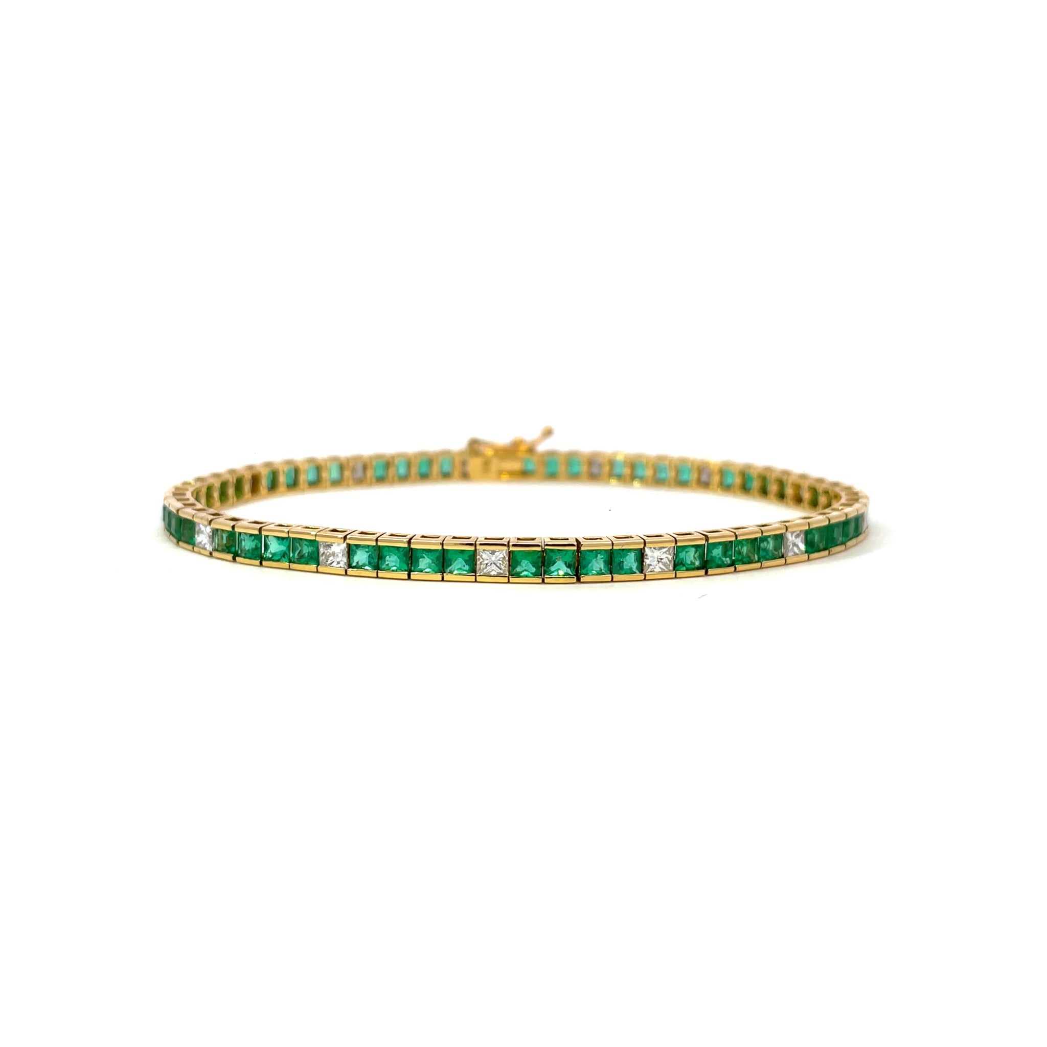 Emerald and Diamond Tennis Bracelet