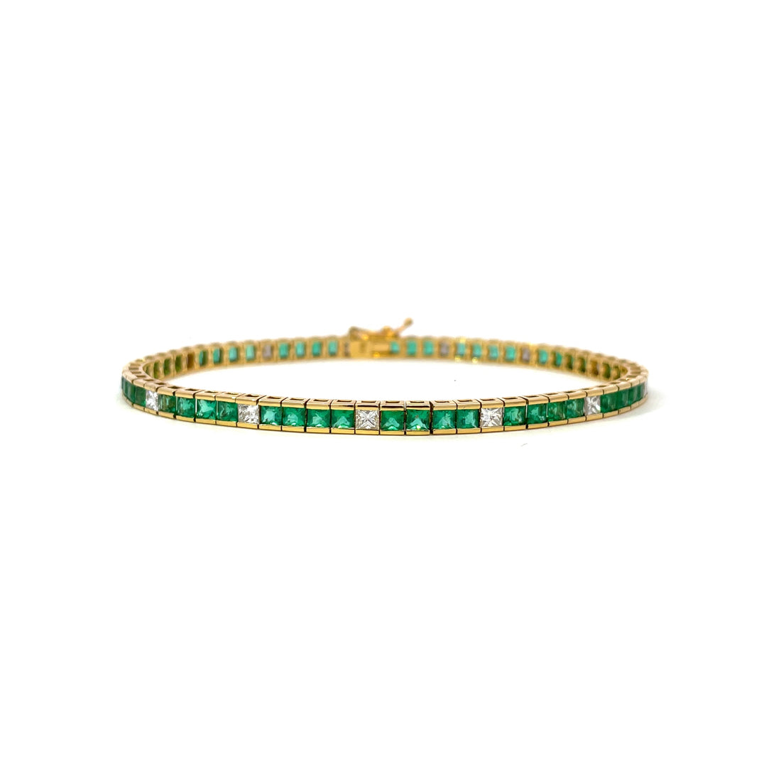 Emerald and Diamond Tennis Bracelet