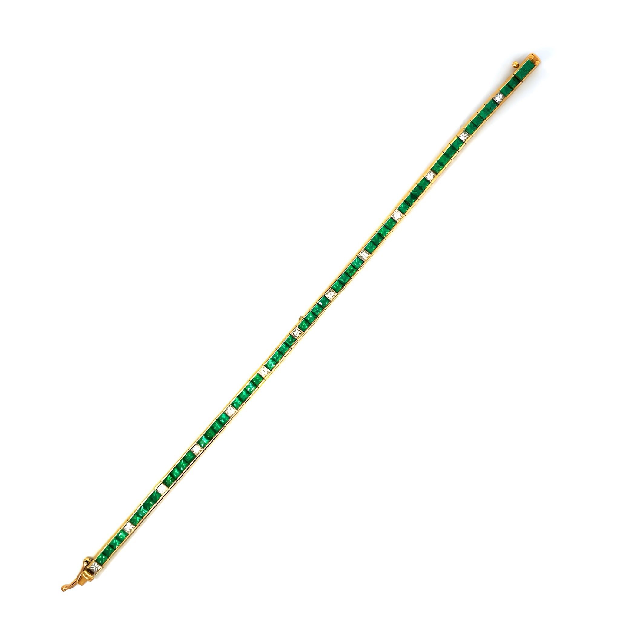 Emerald and Diamond Tennis Bracelet