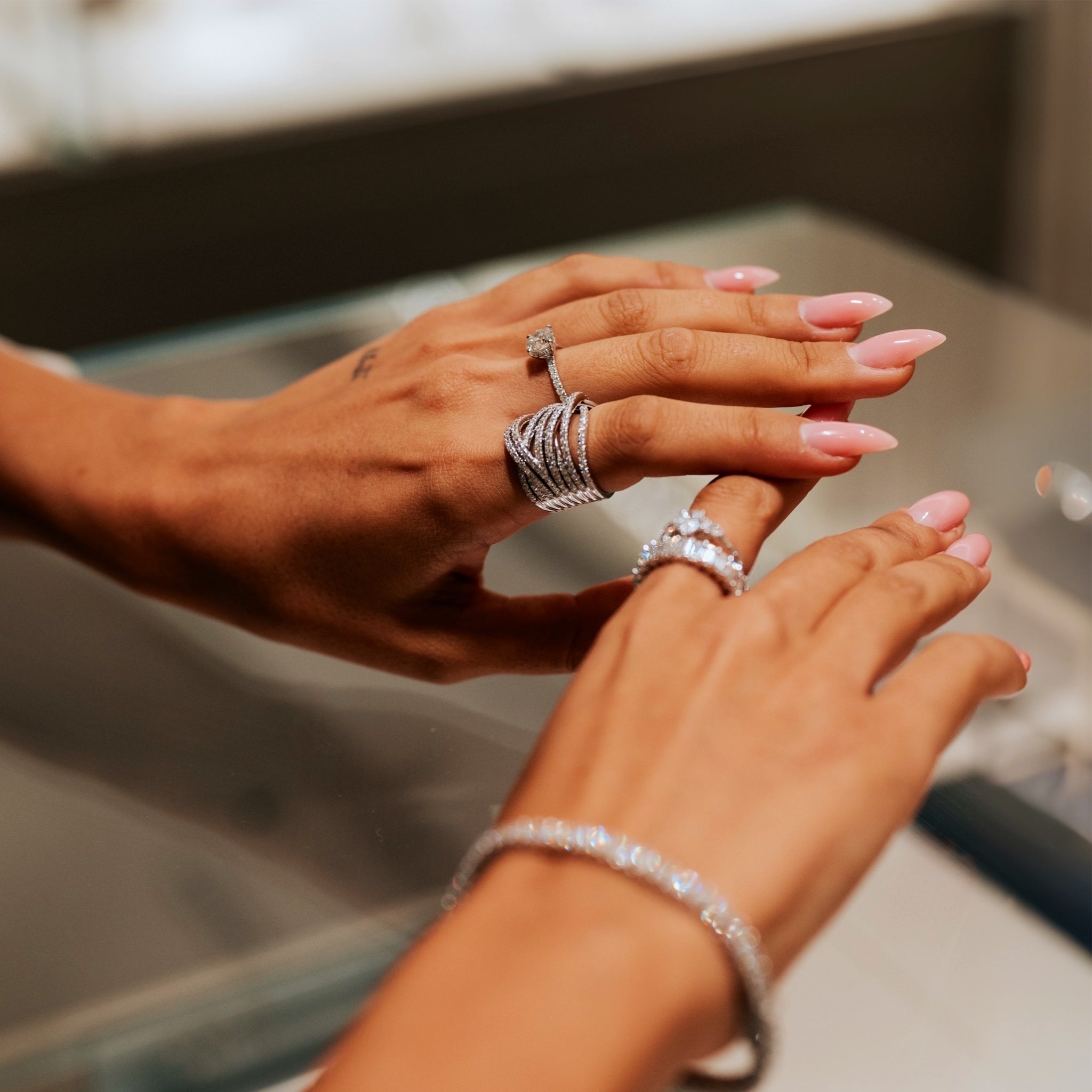 Spiral Pave Diamond Ring