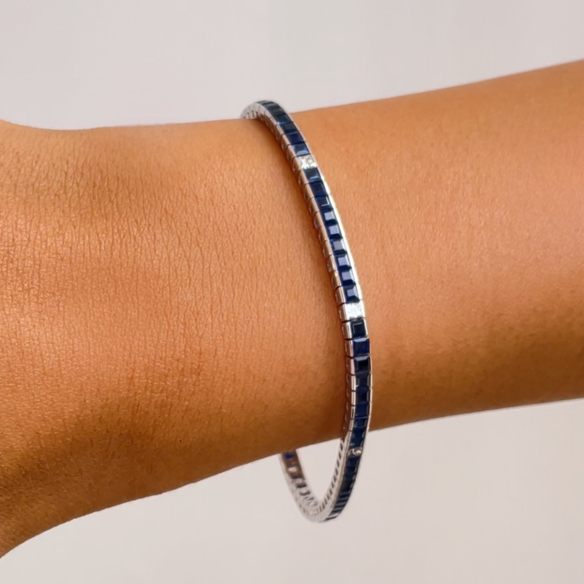 Blue Sapphire And Diamond Tennis Bracelet