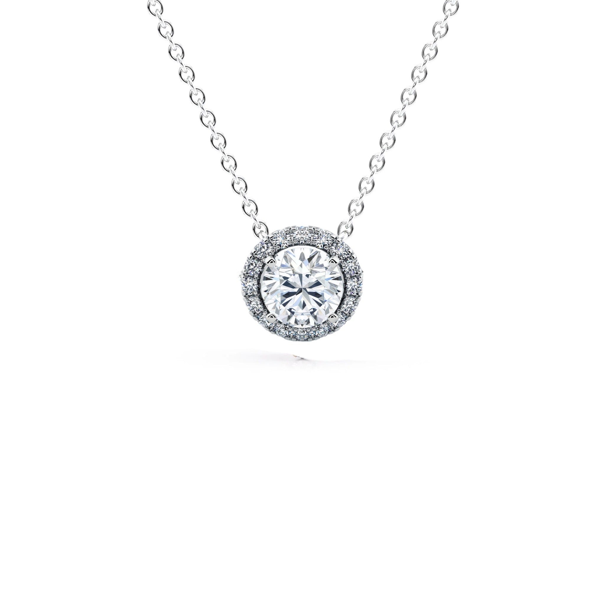1.00 Carat Round Brilliant Diamond Micropavé Pendant