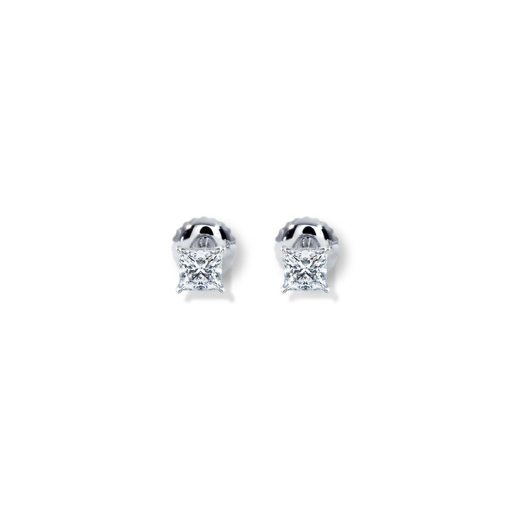 1.00CTW Princess Shape Diamond Stud Earrings