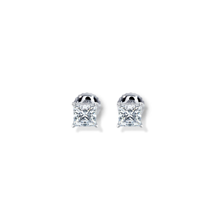 2.00CTW Princess Shape Diamond Stud Earrings