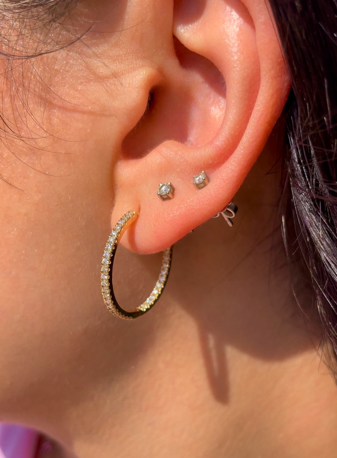 1.10CTW Inside Out Diamond Hoop Earrings