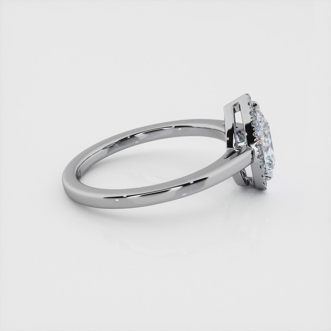 1.00 Carat Pear Shape Halo Engagement Ring