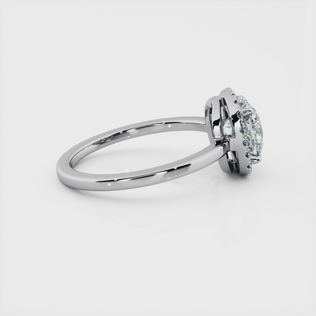 1.00 Carat Cushion Shape Halo Engagement Ring