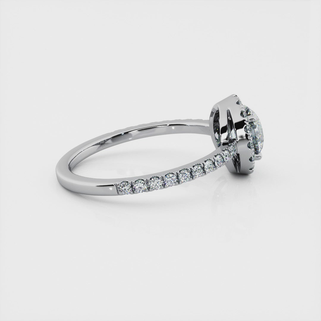 1.00 Carat Round Brilliant Micropavé Halo Engagement Ring