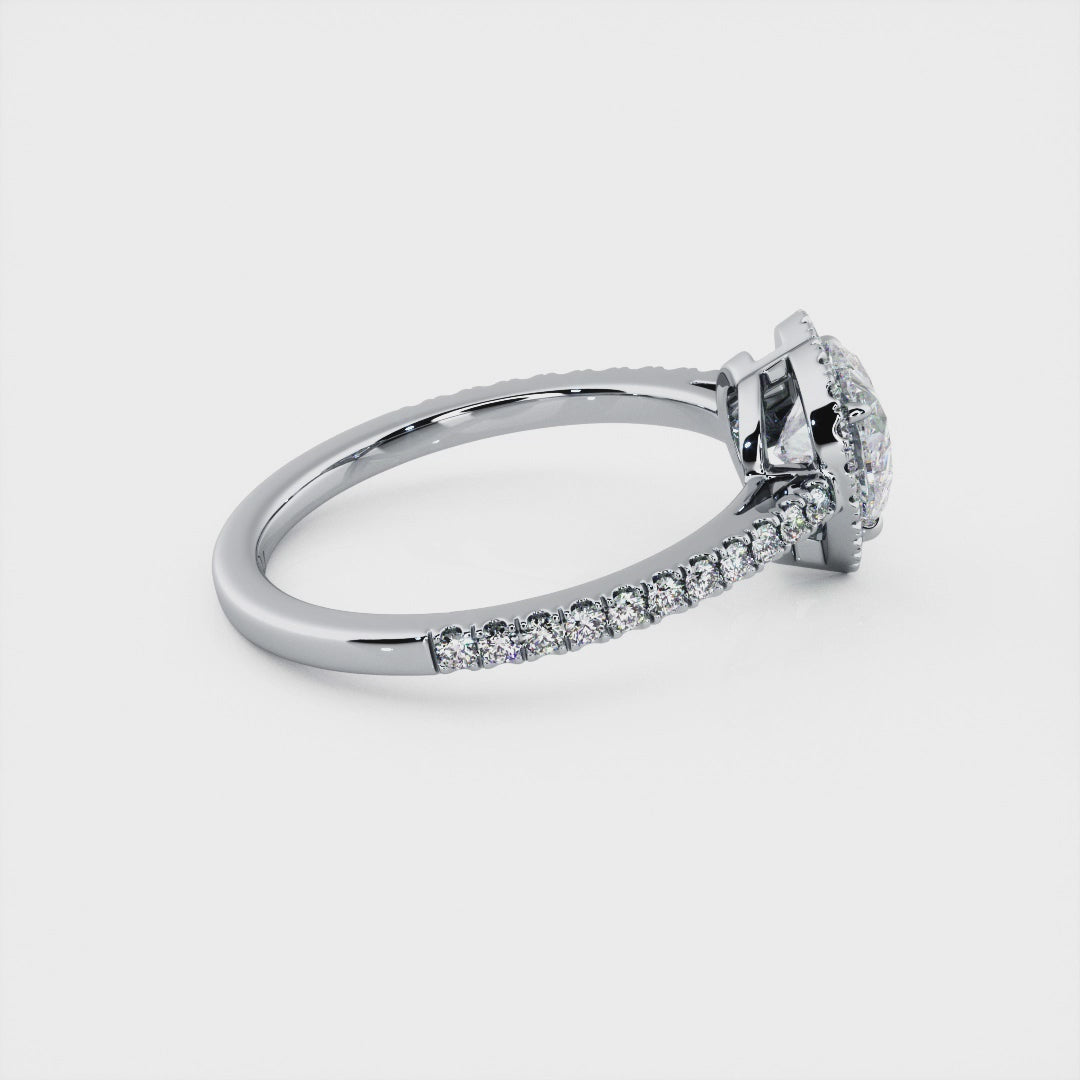 1.00 Carat Heart Shape Micropavé Engagement Ring