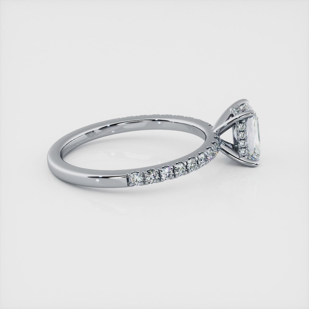 1.00 Carat Radiant Shape Micropavé Engagement Ring