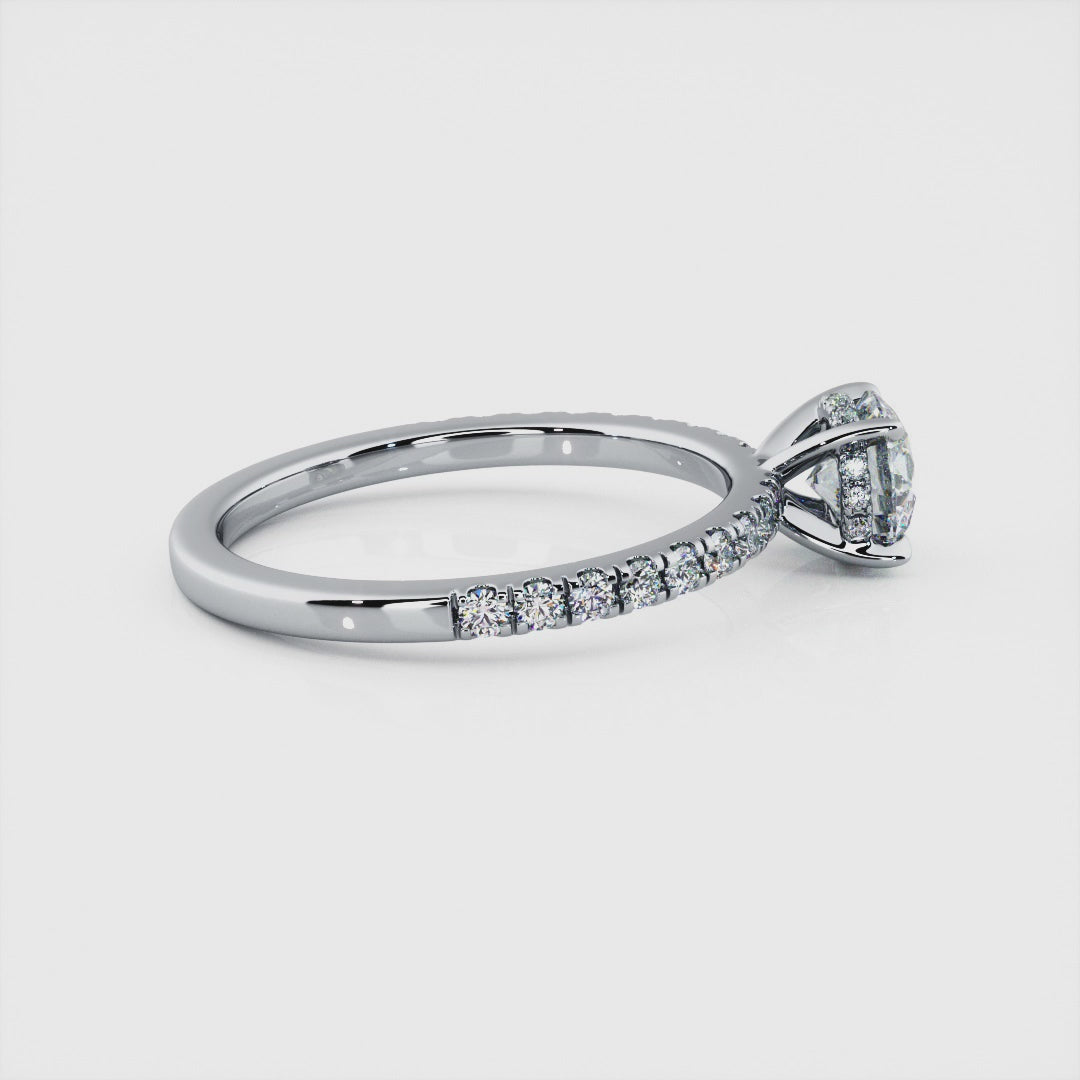 0.70 Carat Round Brilliant Micropavé Engagement Ring