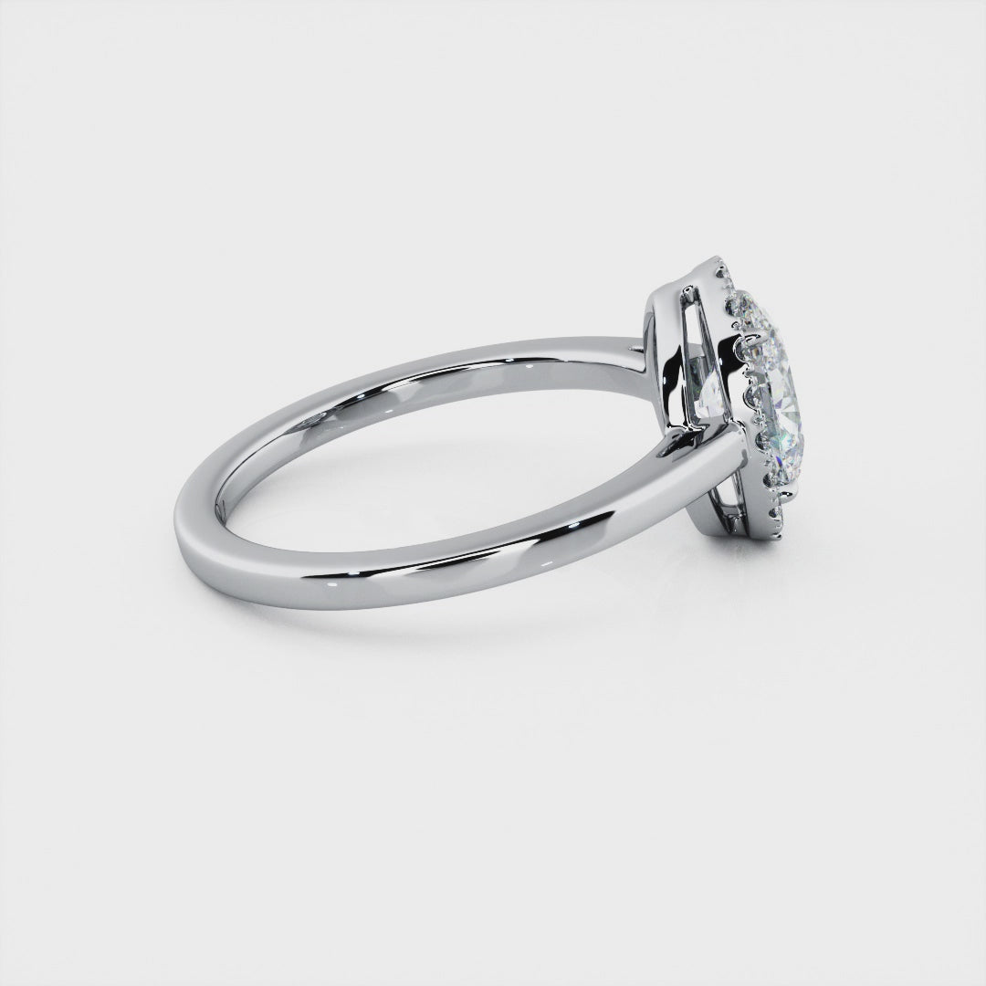 1.00 Carat Oval Shape Halo Engagement Ring