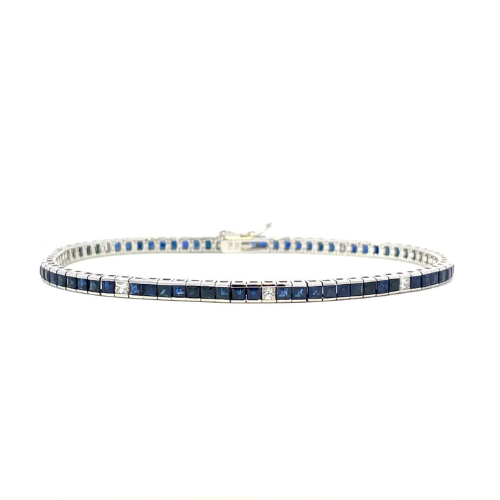 Blue Sapphire And Diamond Tennis Bracelet