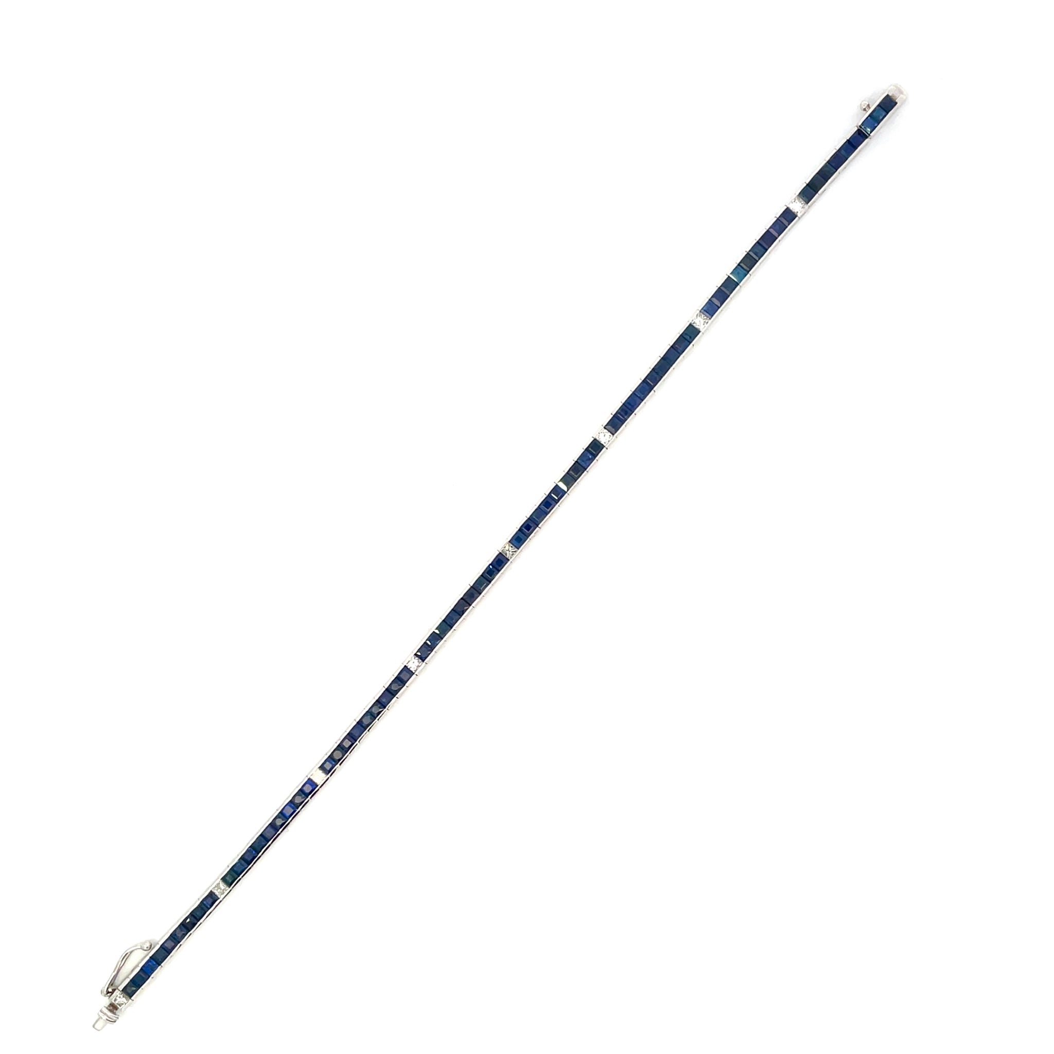 Blue Sapphire And Diamond Tennis Bracelet