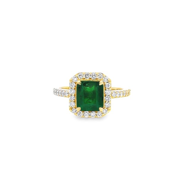 Green Emerald Yellow Gold With Halo