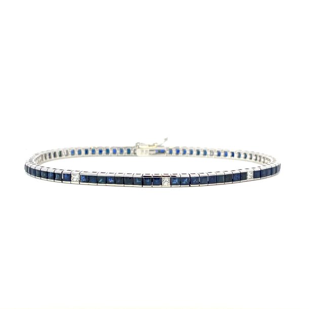 Blue Sapphire And Diamond Tennis Bracelet