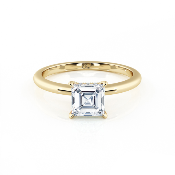 Asscher Cut Solitaire Hidden Halo Engagement Ring